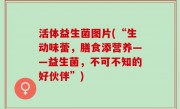 活体益生菌图片(“生动味蕾，膳食添营养——益生菌，不可不知的好伙伴”)