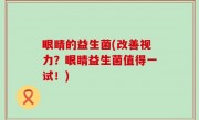 眼睛的益生菌(改善视力？眼睛益生菌值得一试！)