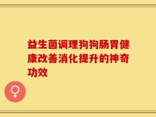 益生菌调理狗狗肠胃健康改善消化提升的神奇功效
