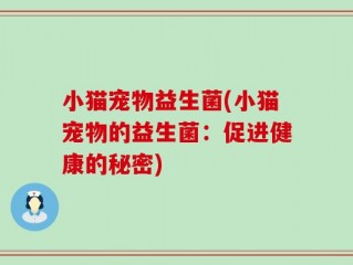 小猫宠物益生菌(小猫宠物的益生菌：促进健康的秘密)