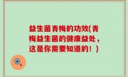 益生菌青梅的功效(青梅益生菌的健康益处，这是你需要知道的！)