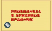 拜奥益生菌成分表怎么看_如何解读拜奥益生菌产品成分列表)