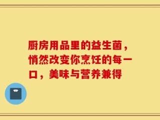 厨房用品里的益生菌，悄然改变你烹饪的每一口，美味与营养兼得