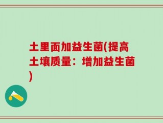 土里面加益生菌(提高土壤质量：增加益生菌)