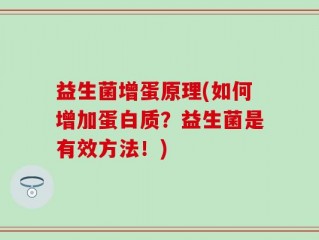 益生菌增蛋原理(如何增加蛋白质？益生菌是有效方法！)