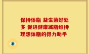 保持体脂 益生菌好处多 促进健康减脂维持理想体脂的得力助手