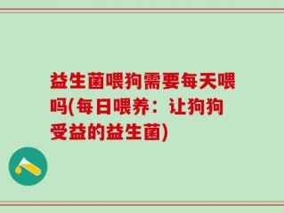 益生菌喂狗需要每天喂吗(每日喂养：让狗狗受益的益生菌)