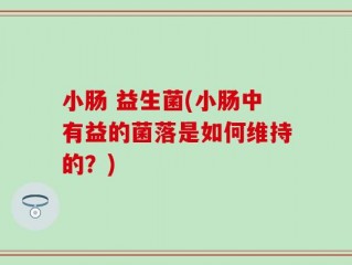 小肠 益生菌(小肠中有益的菌落是如何维持的？)