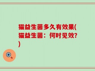 猫益生菌多久有效果(猫益生菌：何时见效？)
