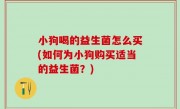 小狗喝的益生菌怎么买(如何为小狗购买适当的益生菌？)