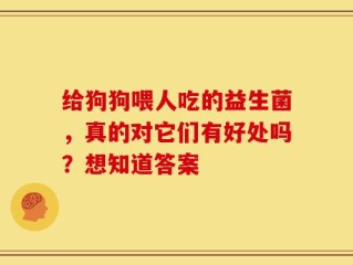 给狗狗喂人吃的益生菌，真的对它们有好处吗？想知道答案