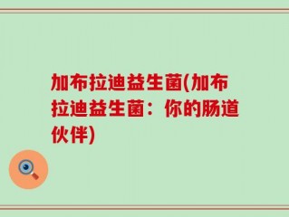 加布拉迪益生菌(加布拉迪益生菌：你的肠道伙伴)