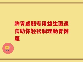 脾胃虚弱专用益生菌速食助你轻松调理肠胃健康
