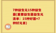 7种益生元15种益生菌(重要益生菌益生元清单：15种好菌+7种好元素)