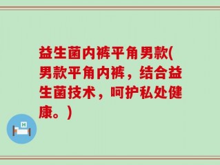 益生菌内裤平角男款(男款平角内裤，结合益生菌技术，呵护私处健康。)