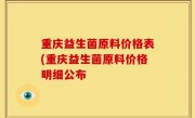 重庆益生菌原料价格表(重庆益生菌原料价格明细公布