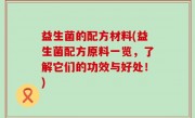 益生菌的配方材料(益生菌配方原料一览，了解它们的功效与好处！)
