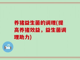 养猪益生菌的调理(提高养猪效益，益生菌调理助力)