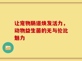 让宠物肠道焕发活力，动物益生菌的无与伦比魅力