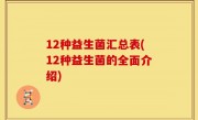 12种益生菌汇总表(12种益生菌的全面介绍)