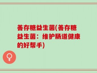 善存糖益生菌(善存糖益生菌：维护肠道健康的好帮手)
