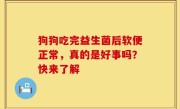 狗狗吃完益生菌后软便正常，真的是好事吗？快来了解