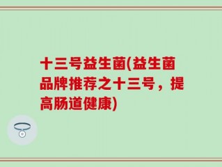 十三号益生菌(益生菌品牌推荐之十三号，提高肠道健康)