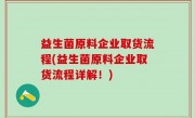 益生菌原料企业取货流程(益生菌原料企业取货流程详解！)