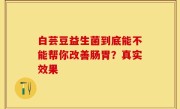 白芸豆益生菌到底能不能帮你改善肠胃？真实效果
