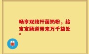 畅享双歧杆菌奶粉，给宝宝肠道带来万千益处”
