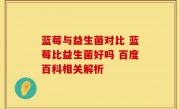 蓝莓与益生菌对比 蓝莓比益生菌好吗 百度百科相关解析