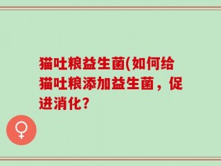 猫吐粮益生菌(如何给猫吐粮添加益生菌，促进消化？