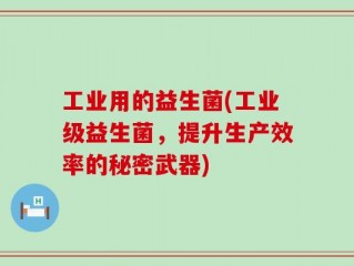 工业用的益生菌(工业级益生菌，提升生产效率的秘密武器)
