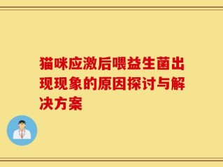 猫咪应激后喂益生菌出现现象的原因探讨与解决方案