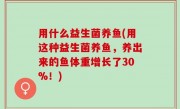用什么益生菌养鱼(用这种益生菌养鱼，养出来的鱼体重增长了30%！)
