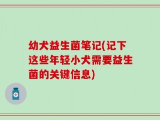 幼犬益生菌笔记(记下这些年轻小犬需要益生菌的关键信息)
