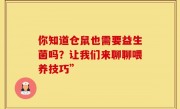 你知道仓鼠也需要益生菌吗？让我们来聊聊喂养技巧”