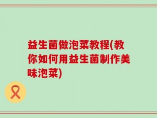 益生菌做泡菜教程(教你如何用益生菌制作美味泡菜)