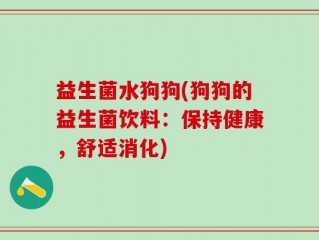 益生菌水狗狗(狗狗的益生菌饮料：保持健康，舒适消化)