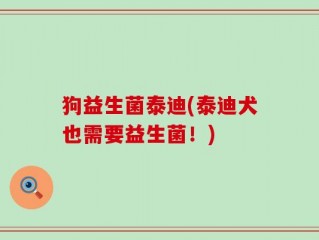 狗益生菌泰迪(泰迪犬也需要益生菌！)