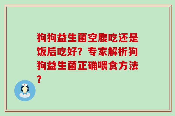 狗狗益生菌空腹吃还是饭后吃好？专家解析狗狗益生菌正确喂食方法？