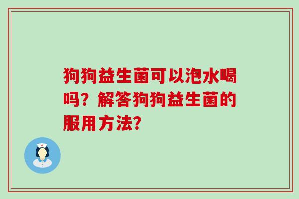 狗狗益生菌可以泡水喝吗？解答狗狗益生菌的服用方法？