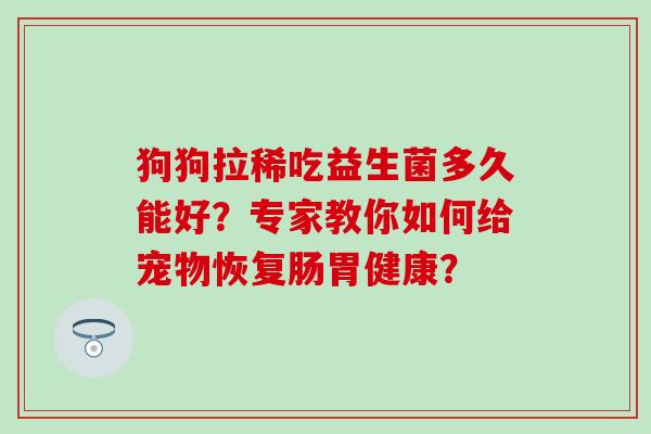 狗狗拉稀吃益生菌多久能好？专家教你如何给宠物恢复肠胃健康？