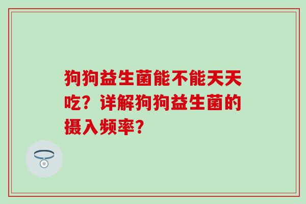 狗狗益生菌能不能天天吃？详解狗狗益生菌的摄入频率？