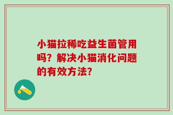 小猫拉稀吃益生菌管用吗？解决小猫消化问题的有效方法？