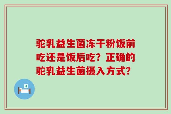 驼乳益生菌冻干粉饭前吃还是饭后吃？正确的驼乳益生菌摄入方式？