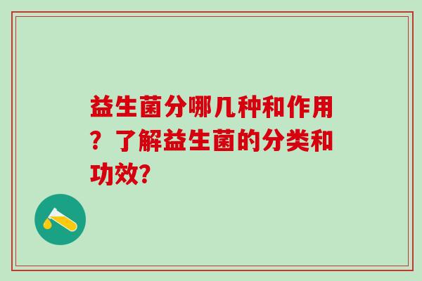 益生菌分哪几种和作用？了解益生菌的分类和功效？
