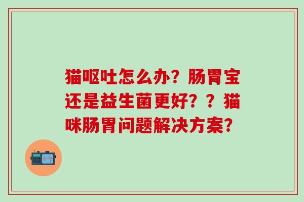 猫怎么办？肠胃宝还是益生菌更好？？猫咪肠胃问题解决方案？