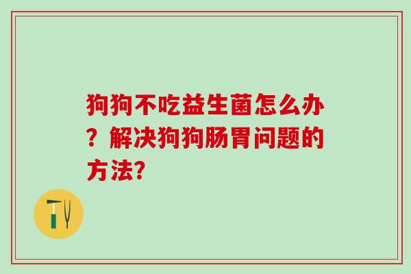 狗狗不吃益生菌怎么办？解决狗狗肠胃问题的方法？