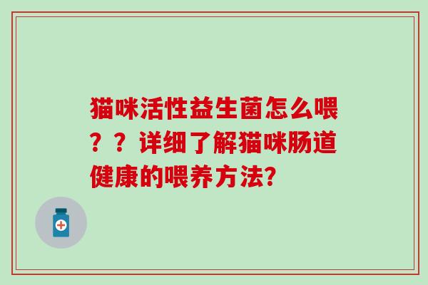 猫咪活性益生菌怎么喂？？详细了解猫咪肠道健康的喂养方法？